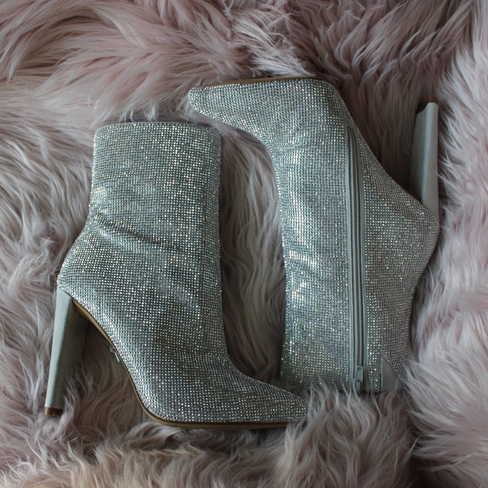 ALDO Postmawei Rhinestone Heeled Boots | Size 7.5 | Sparkly Party / Concert Shoe